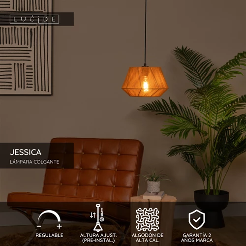 Lucide JESSICA - Lámpara colgante - Ø 30 cm - 1xE27 - Terracota - USP